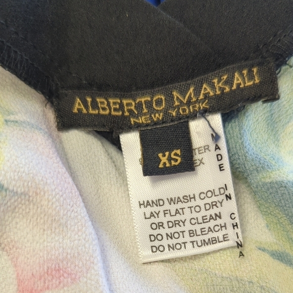 Alberto Makali Tropical Cold Shoulder Top Green Red XS bohemian coastal grandma - Picture 7 of 8